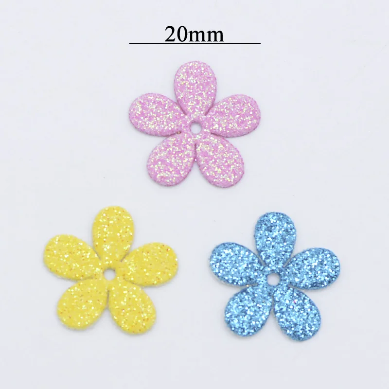 100 Pz/lotto Misto Glitter In Pelle Forma di Fiore Appliques per Vestiti FAI DA TE Mestiere Forniture Per Cucire Copricapi Cappello Decor Accessori