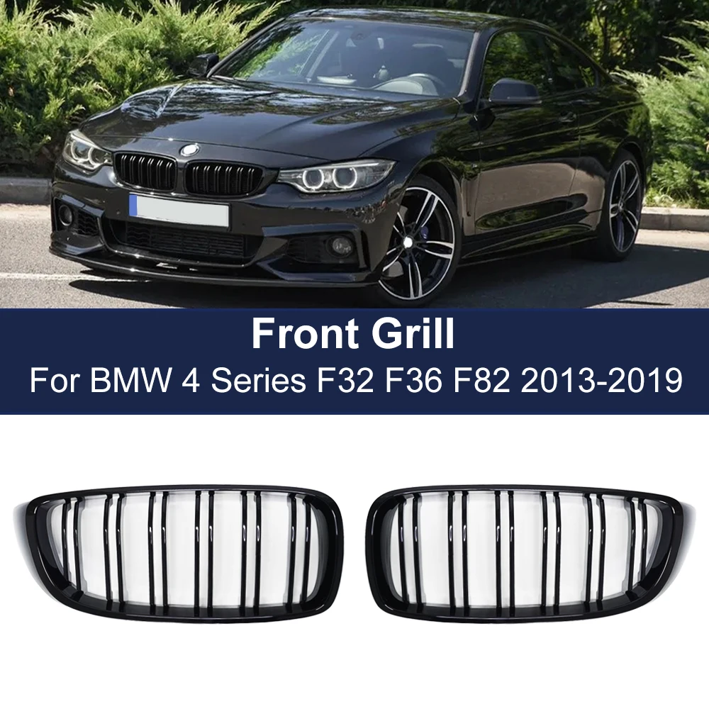 

2PCS Car Front Hood Kidney Grille Racing Grills for BMW 4 Series F32 F33 F36 F80 F82 M4 13-19 Double Slat Line Replacement Part