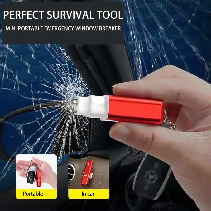 Mini Portable Car Safery Hammer Emergency Window Breaker Escape In Water Keychain Outdoor Survival EDC Tool Self Defense Gift