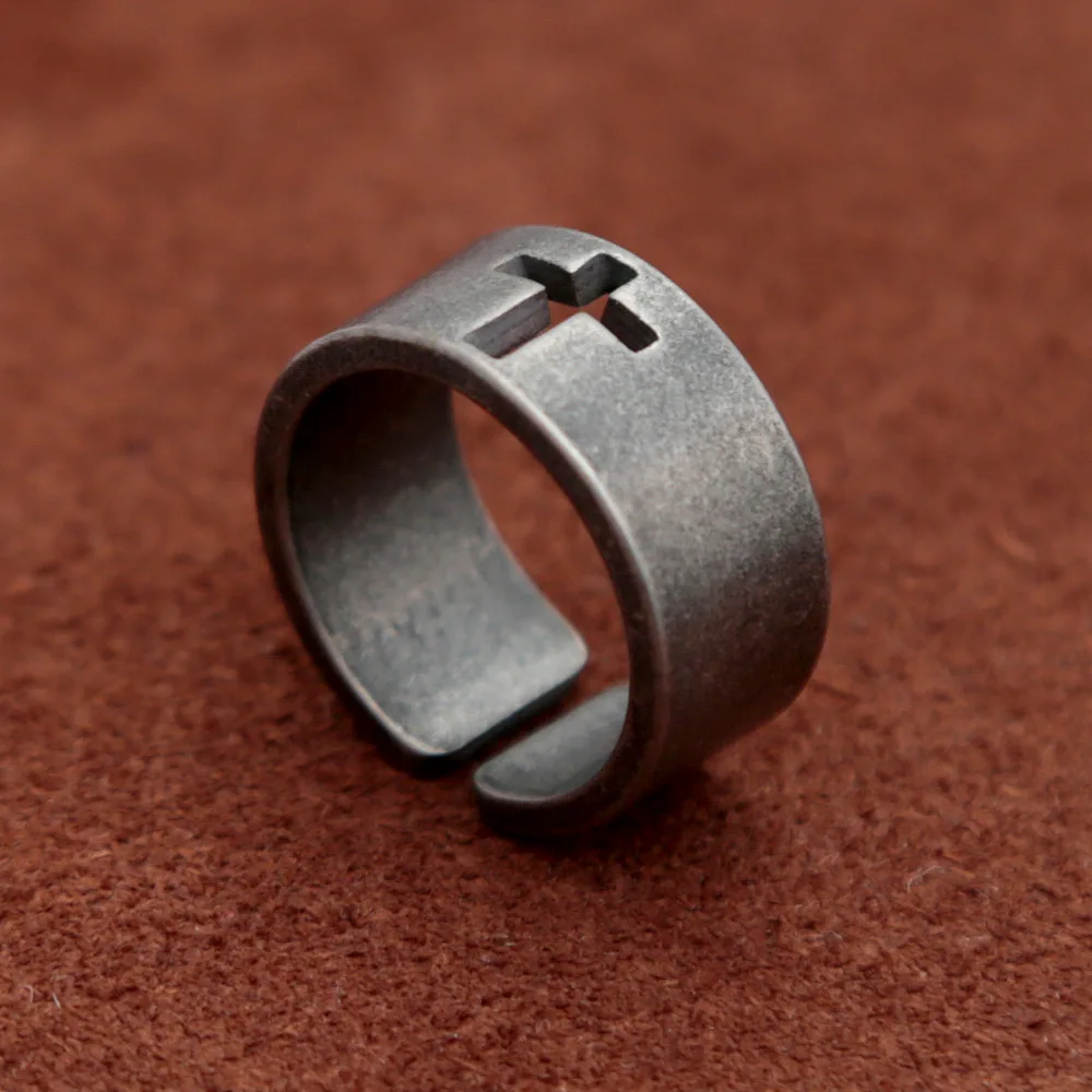 Hollow Retro Cross Titanium Steel Ring Mens Simple Open Finger Rings Punk Hip Hop for Male Boyfriend Biker Jewelry Wholesale