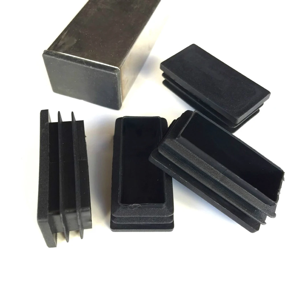 Retângulo plástico preto Blanking End Caps, tubo de tubo insere, Plug Bung, 40x60mm, 1 Pc, 2 pcs, 5 pcs, 10pcs