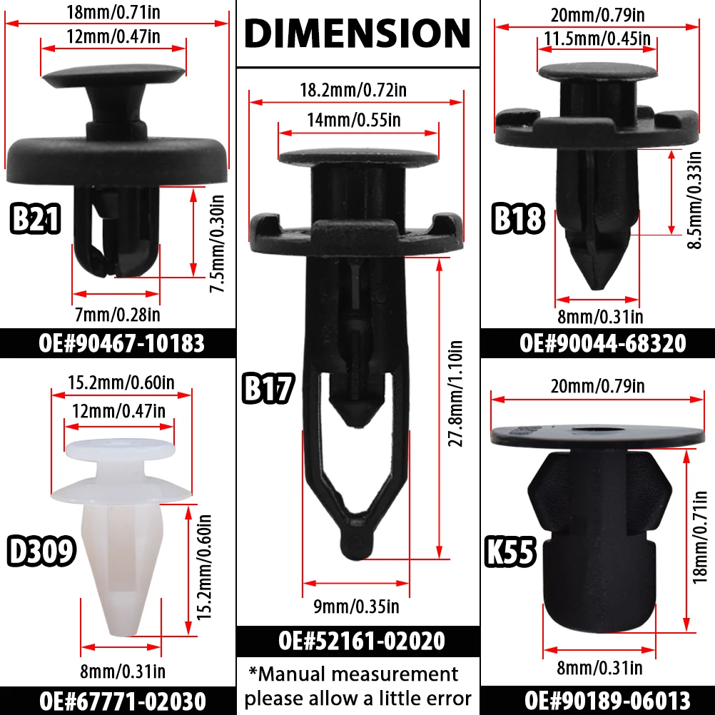 Erick's Wiper 100x Car Trim Panel Clips Bumper Hood Mud Flaps Fastener Push Rivets For Toyota Corolla RAV4 Avensis Lexus IS RX