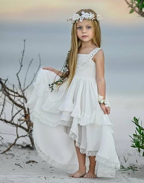 High Low Beach Boho Flower Girls Dresses For Wedding A Line Summer Formal Kids Wear Toddler Infants Party Dress Flower Girl Dresses AliExpress