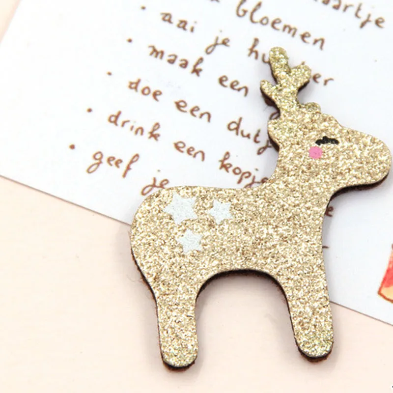 8pcs/lot Christmas Glitter Patches Christmas Reindeer Appliques Kids Headwear Clothing Accessories Christmas Decorative Material