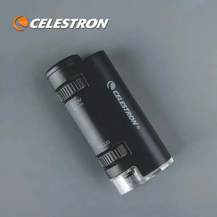 CELESTRON Portable High Power Microscope 60X-120X Stepless Zoom Portable Multi-level Light Source Focus on the Miniature