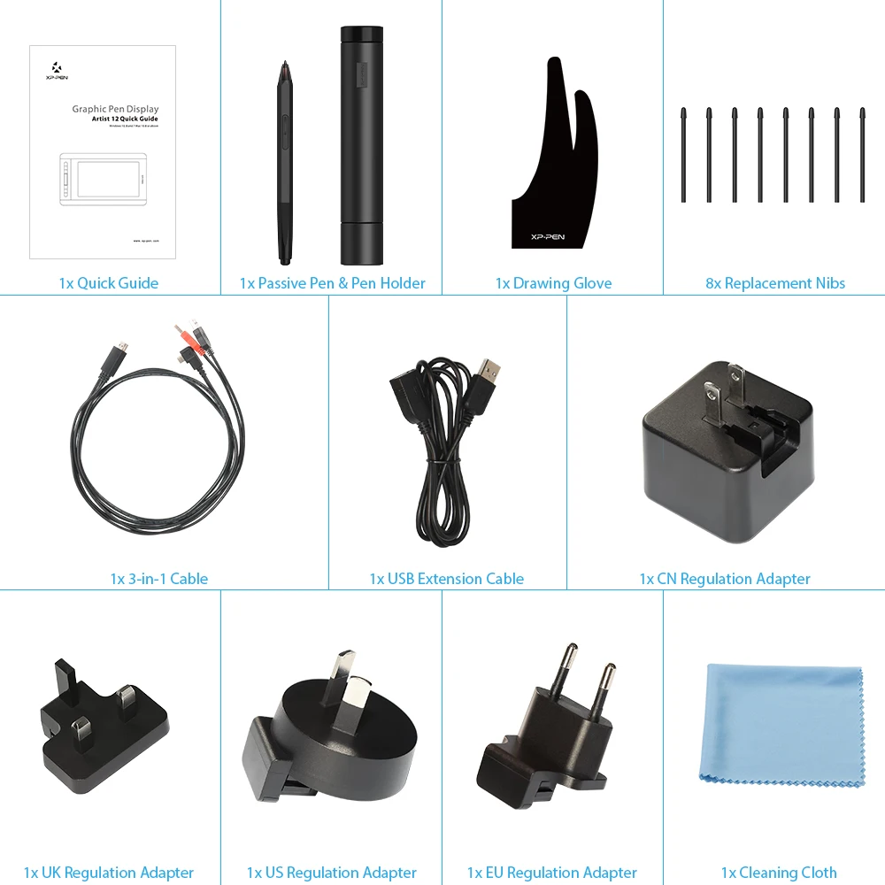 XPPen Artist 12 Monitor de dibujo gráfico de 11,6 pulgadas Pen Display sin pilas 8192 niveles 6 teclas Express y Touch Pad Windows Mac