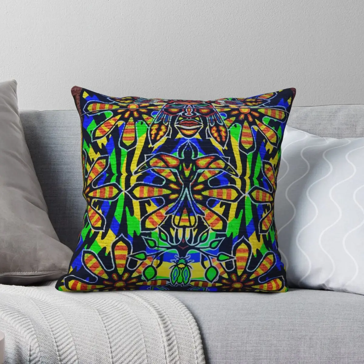 Aztec Blitz Square Pillowcase Polyester Linen Velvet Creative Zip Decor Pillow Case Sofa Seater Cushion Case 45x45