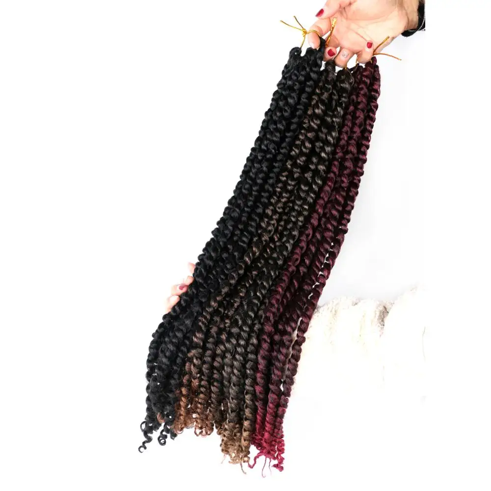 Mtmei capelli Pre attorcigliati passione Twist capelli trecce all'uncinetto trecce intrecciate 18 "11 fili nero marrone Bug Ombre intrecciare i capelli