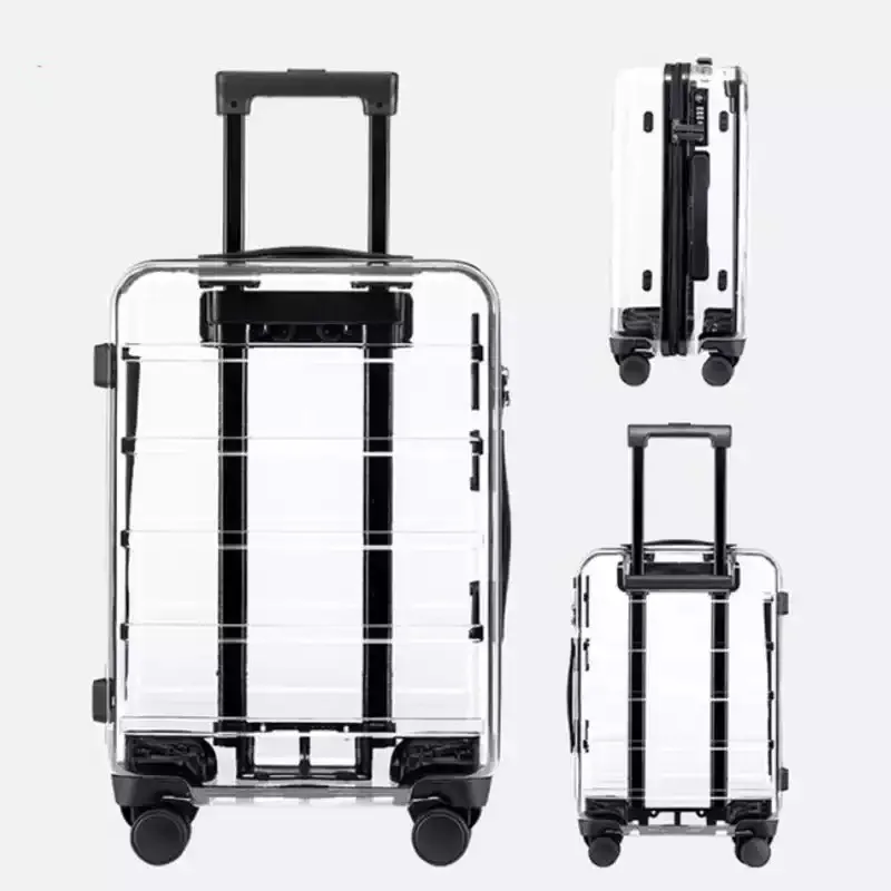 New Latest Luxury Transparent Suitcase Fashion Brand Rolling Luggage Boarding Trolley Case Men/Women Carry On Luggage Travel Box