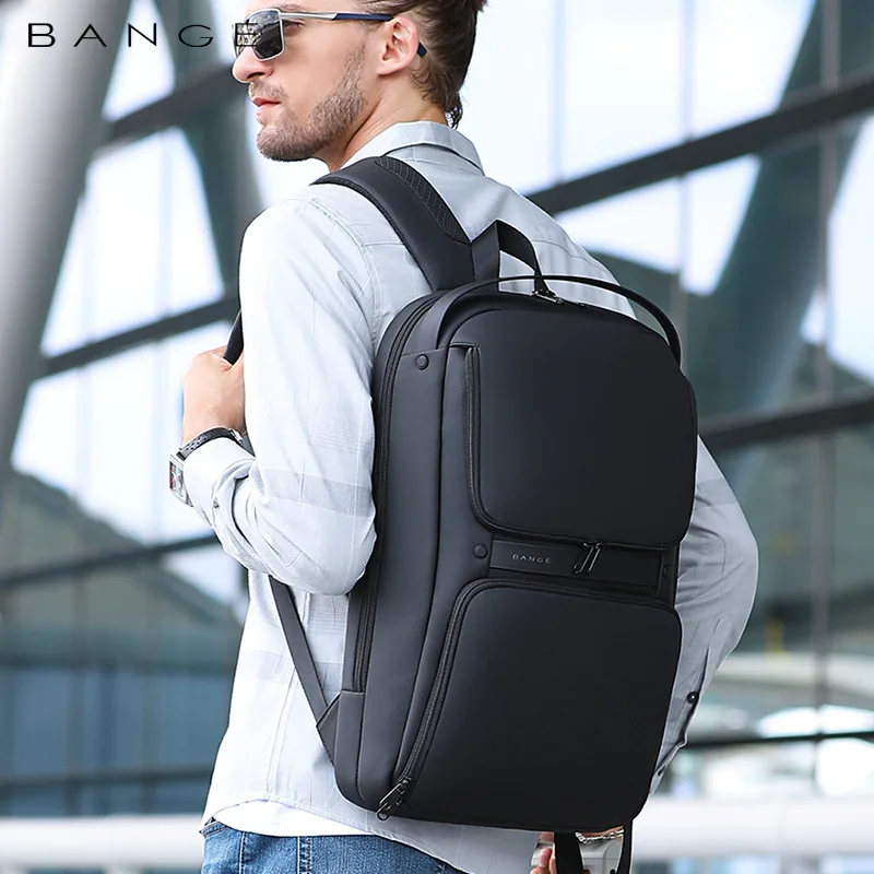 BANGE Original Line Structure Multi-layer Space Business Men\'s Backpack USB Charging  Laptop Travel Men And Women The Same Bag