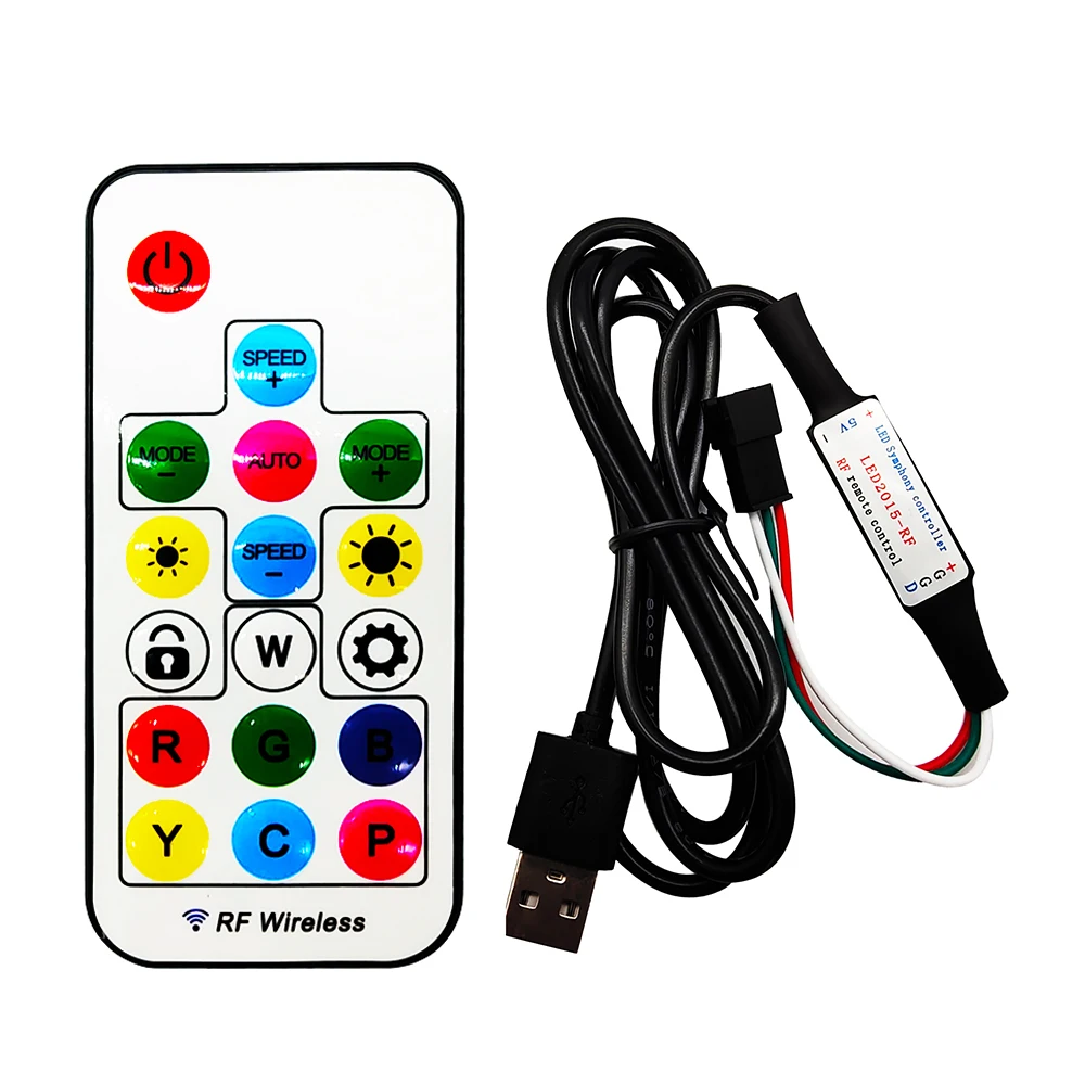 DC5V USB 17Keys Mini RF Controller Led Magic Color Wireless Remote For 3Pin Individually Addressable 5050 RGB Pixels Strip Panel