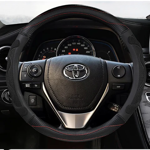 Кожа Чехол рулевого колеса автомобиля 38 см для Toyota Camry Corolla Harrier Fortuner Yaris CHR Vios Prius Alphard Rav4 аксессуары