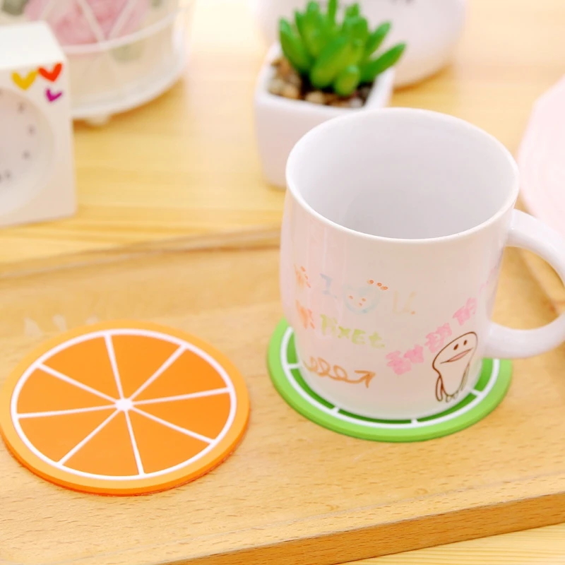 Creative Fruit Shape Coaster Cup Pads Silicone Insulation Mat Hot Drink Holder Watermelon Kiwi Lime Mango Orange Carambola Lemon