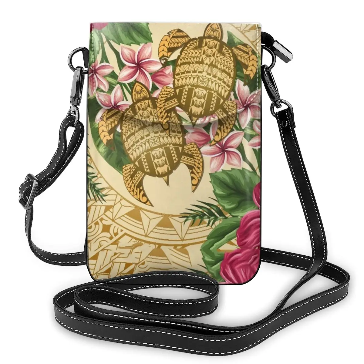 Small Polynesian Bag Women's 2021 New Fashion Women's Hawaii Leather Shoulder Messenger Bag Mini Turtle Print Square Flap Bag