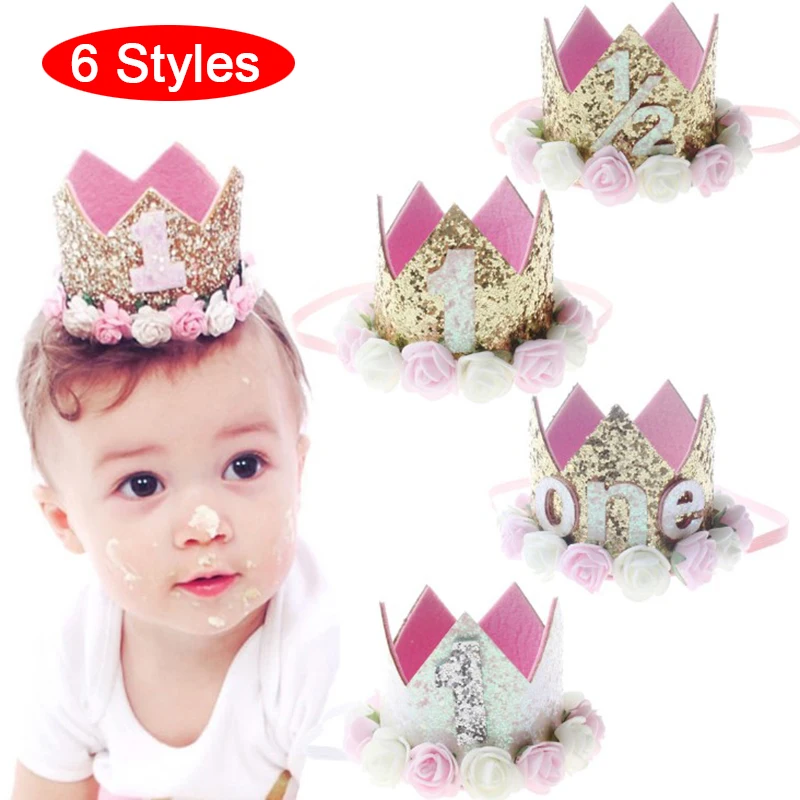 

1Pcs Baby Flower Digital Type Crown Headband Kids Gifts Baby Birthday Party Headwear Festival Headband