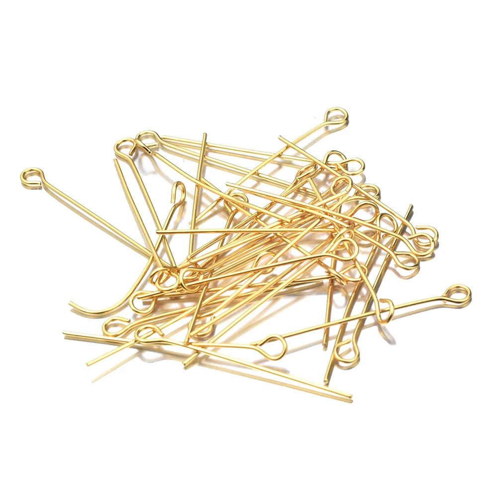 

100pc/lot Stainless Steel 15 20 30 40 50mm Flat Head Pins Gold/Silver Headpins for DIY Jewelry Findings Making Accessories