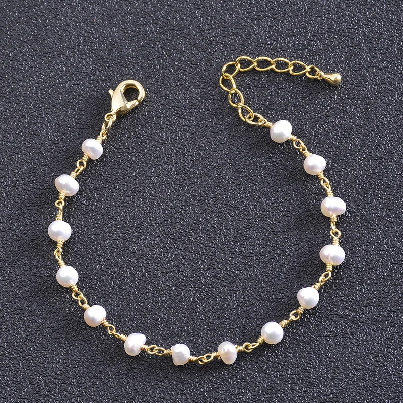 New Fashion Jewelry Women\'s Exquisite Gifts Lovely Creative 18k Gold Plated Hand Twisted Natural Freshwater Pearl Beach Bracelet