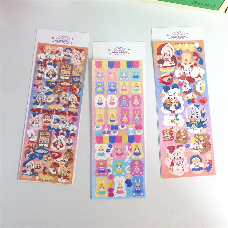 Korean Ins Kawaii Laser Holographic Sticker DIY Scrapbooking Idol Card Happy Planning Stationery Decoration Stickers