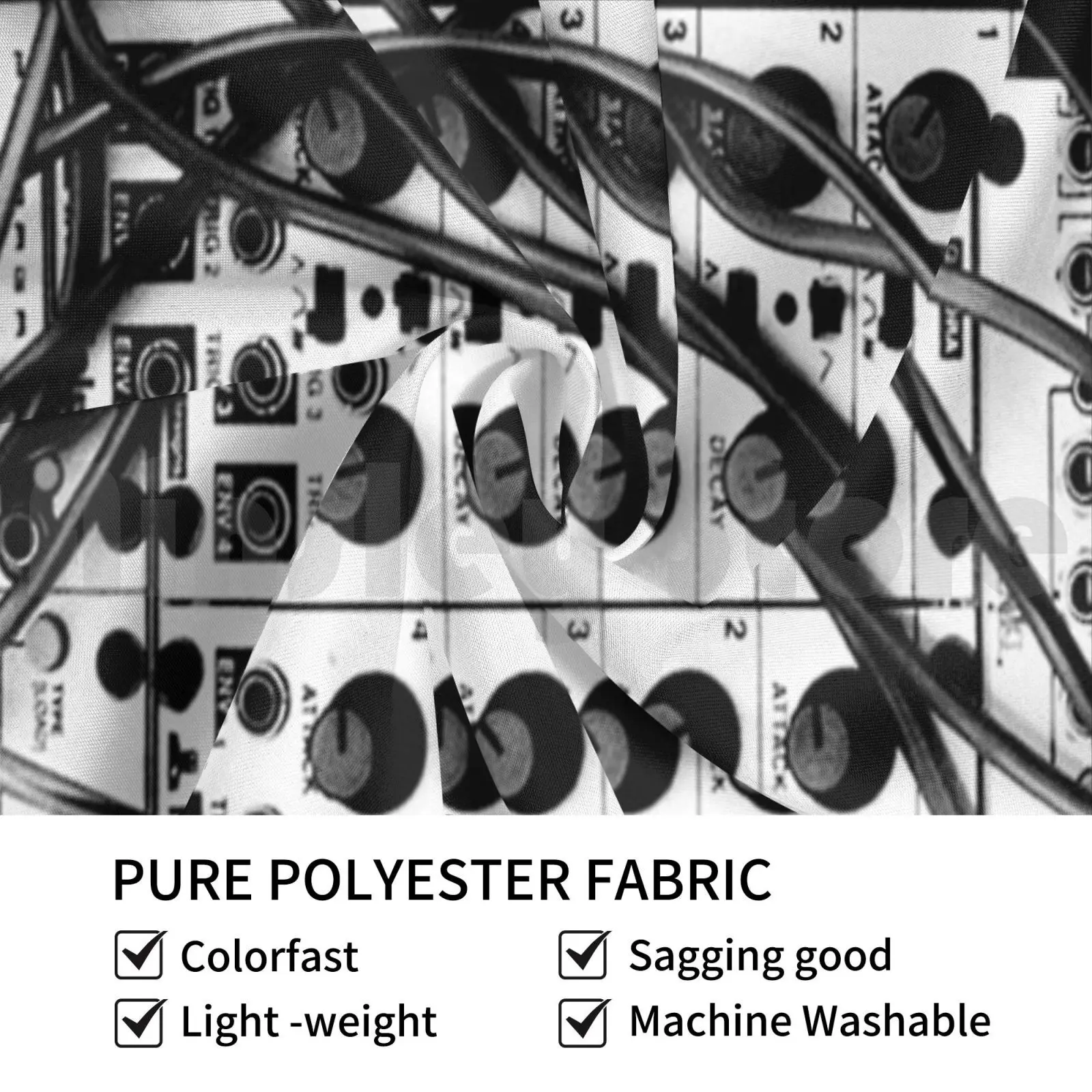 Analog Synthesizer Modular System-Black And White Illustration Customized Tapestry Synthesizer Modular