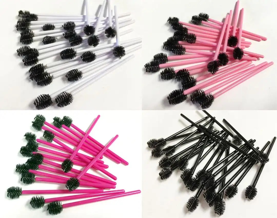 2500 pcs Round Tips Nylon Brush Mascara Wands Mini Comb Disposable Brush for Lash Extension Brow Microblading Woman Makeup Tools