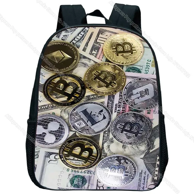 Mini Mochila con estampado de Bitcoin para niños pequeños, Mochila de guardería, Mochila de Anime de dibujos animados, regalo