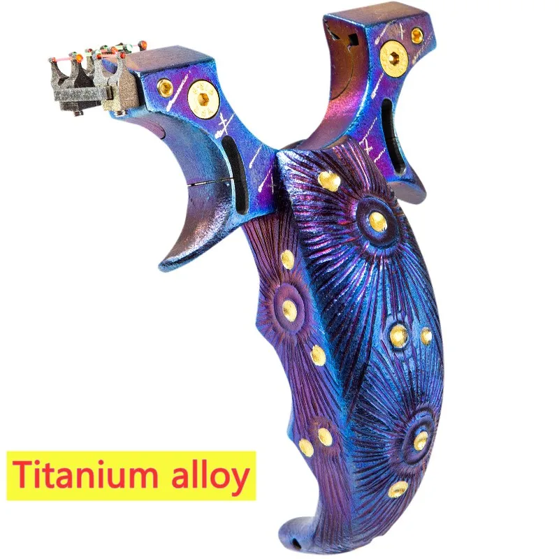 

Tc21 Titanium Alloy Catapult Outdoor Hunting Power Slingshot With Titanium Sight Flat Rubber Bands Slingshot Catapult Shot Bow