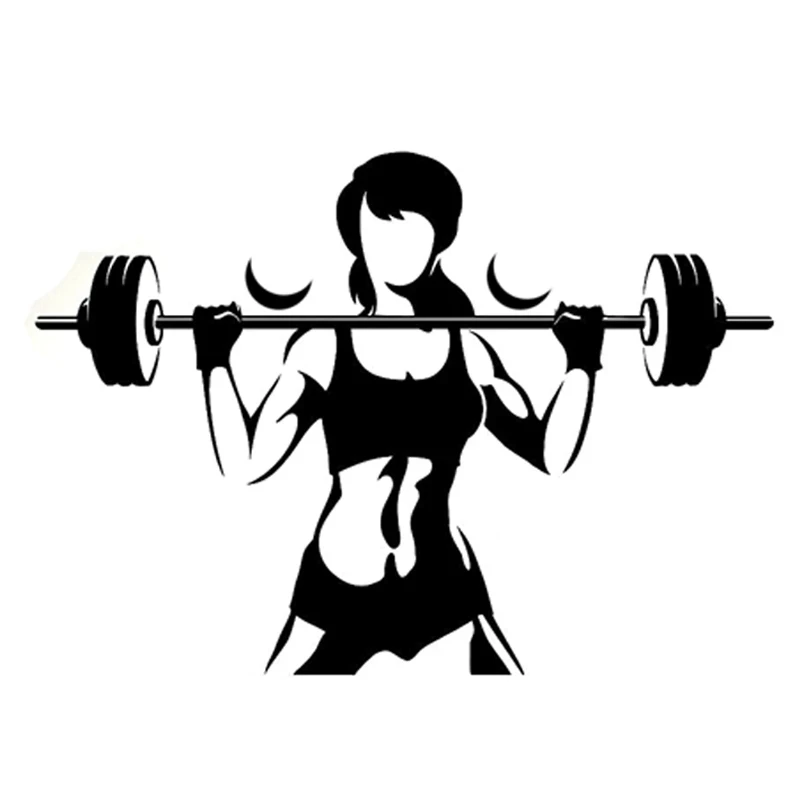 

13.4CM*9.5CM Interesting Fitness Weightlifting Sports Silhouette Decoration Vinyl Car Sticker
