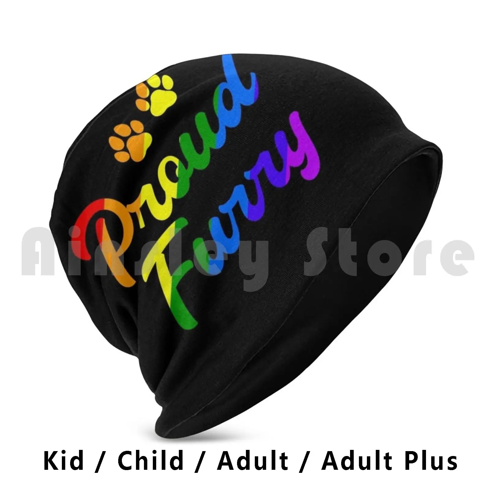 Proud Furry Rainbow Paw Print Pride Month Beanies Knit Hat 1693 Beanies Print Pride Rainbow Month