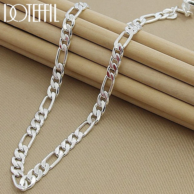 Silver 925|925 Sterling Silver Sideways Link Chain Necklace 