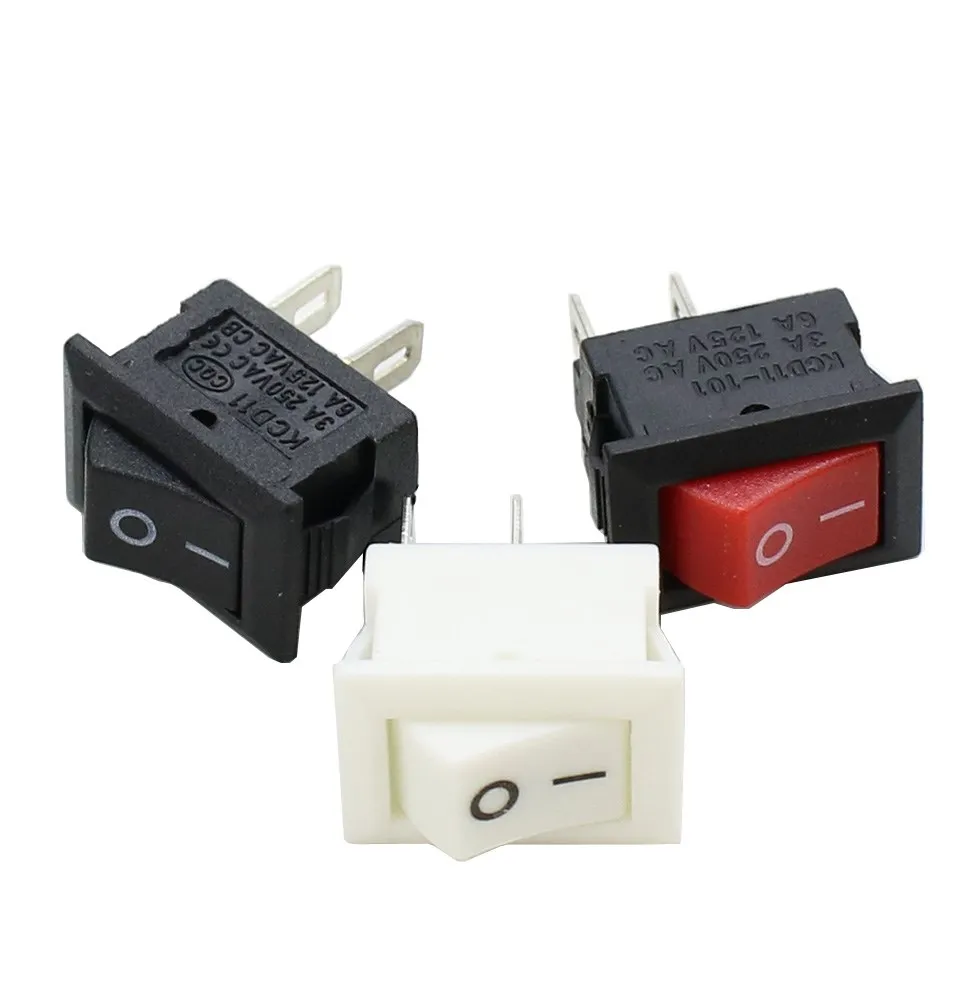 5/10Pcs Push Button Switch 10x15mm SPST 2Pin 3A 250V KCD11 Snap-in on/Off Rocker Switch 10MM*15MM Black Red and White