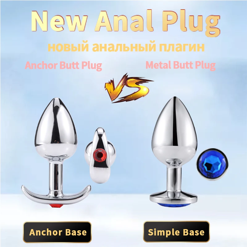 Runyu Intimate Metal Anal Plug with Crystal Jewelry Smooth Butt Plug Anal Beads Anus Dilator Anal Toy for Men Women Masturbation