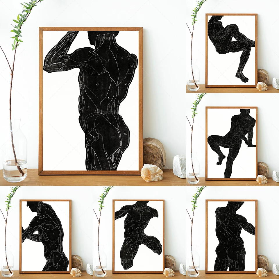 Vintage Art Poster Print-Anatomical Study of Human Leg and Arm Muscle Contours (1906-1945)