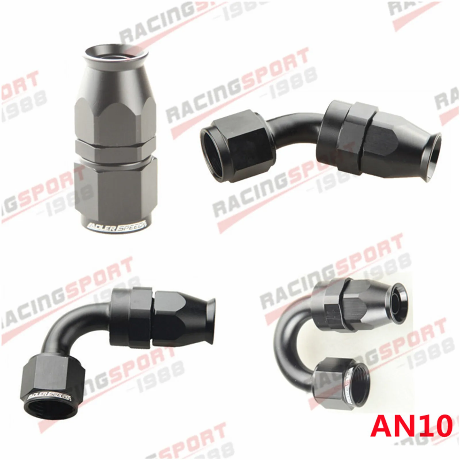 

10AN AN10 0/45/90/180 Degree P-TFE T-eflon Swivel Hose End Fitting Adapter Black