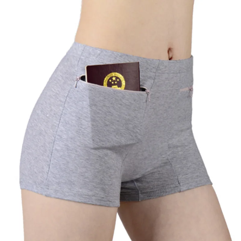 Women Safety Anti-theft Pants Soft Shorts Cotton Boxer Summer Under Skirt Shorts with Pockets Femme Underwears Safety Shorts