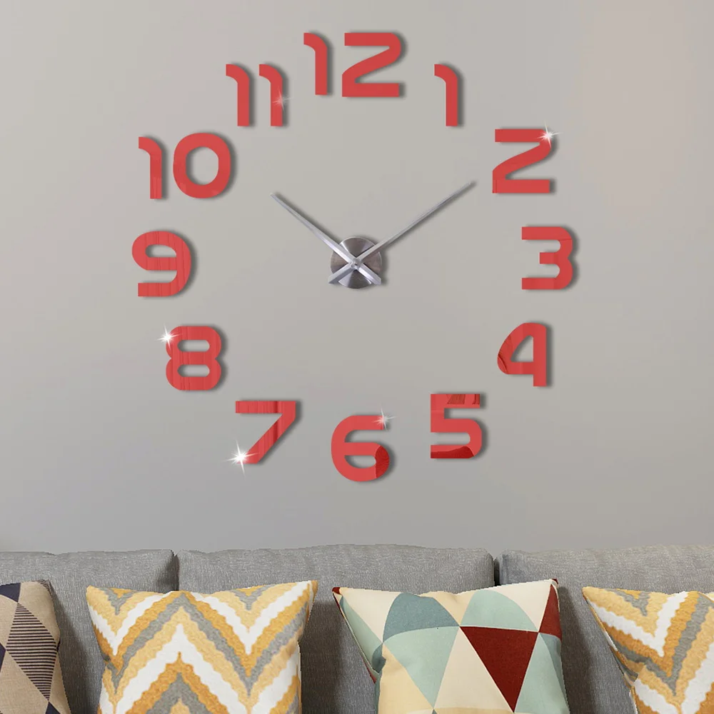 Large Wall Clock Sticker Acrylic Silent Digital Big 3D DIY Wall Clock Modern Design for Living Room Home Decor image 4