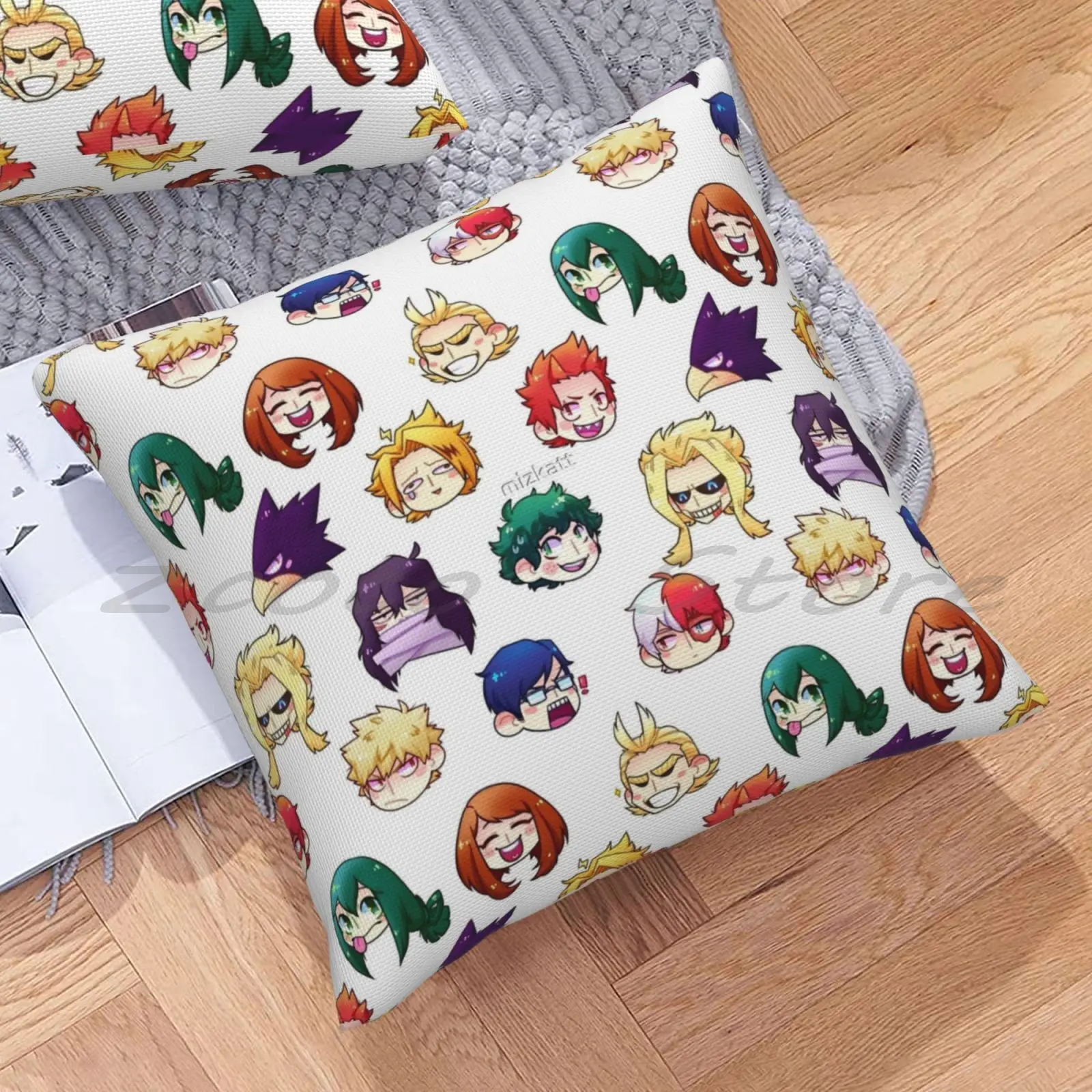 Bnha Pattern Print Customize Pattern Flax Plush Velvet Fabric Pillow Case Bnha Boku No Hero Academia Aizawa Deku Katsuki