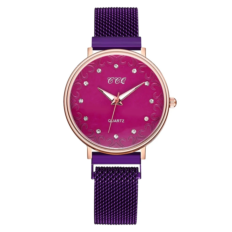 

Women Stainless Steel Belt Watches Magnetic Buckle Lace Dial Rhinestone Watch Ladies Quartz Leisure Bracelet Wristwatch
