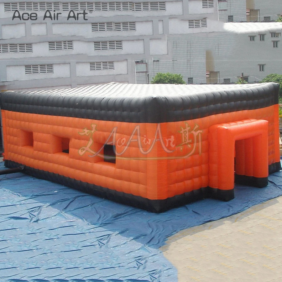 Giant Inflatable Orange and Black Cube Tent, Commercial Used Exhibition Marquee, Trade Show Tent, 2023