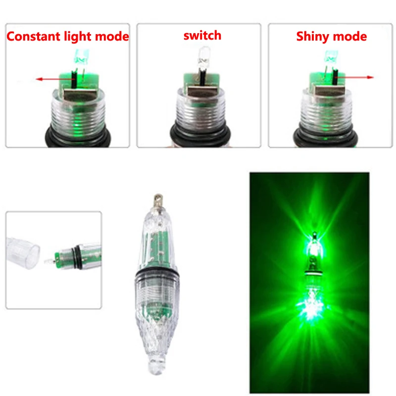 1pc 12cm 17cm Saltwater Night Fishing Tackle LED Underwater Fishing Lamp Gathering Light Squid Fishing Lure Attracting 5 Colors