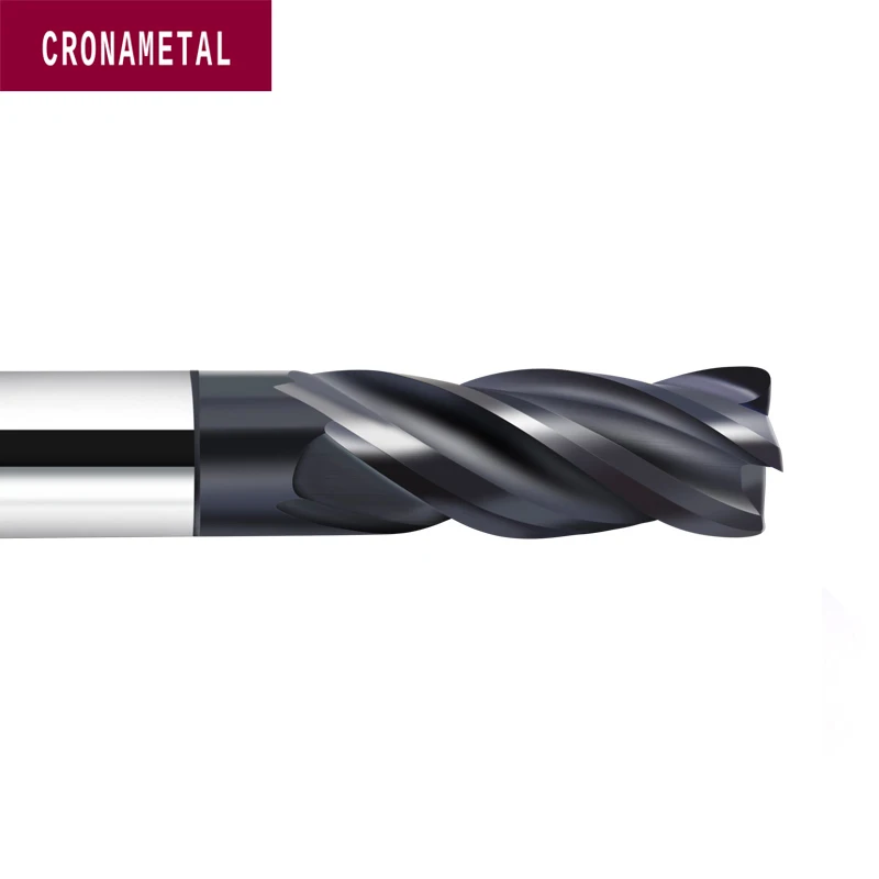 CRONAMETAL HRC55 ทังสเตนคาร์ไบด์ทึบ 4 ขลุ่ยมุมรัศมีปลายสำหรับแม่พิมพ์เหล็ก/Die เหล็ก