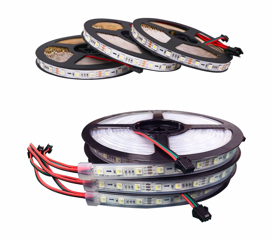 IP20/67 SK6812 12V RGBW LED Strip Light(Similar WS2812B) 60LEDs Individual Addressable RGBWW Led Pixel Strip Lights