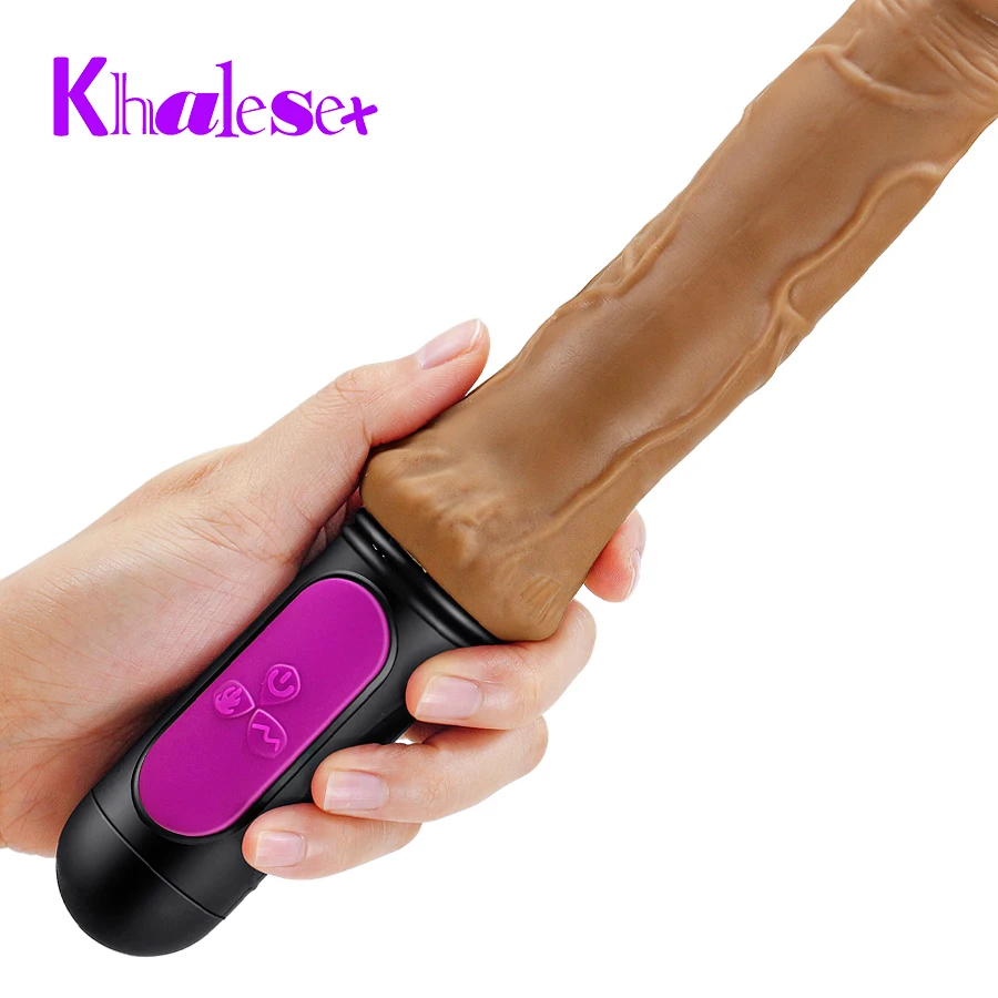 Consolador realista con calefacción para mujer, vibrador con curva de 10 velocidades, pene suave y enorme, punto G, Vagina y ano, masturbador,