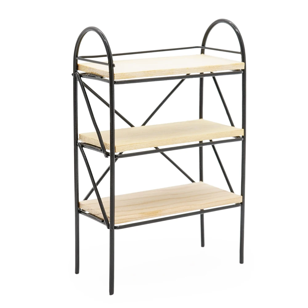 

Odoria 1:12 Miniature 3 Tier Storage Shelf Wood Metal Rack Furniture Home Kitchen Dollhouse Accessories Doll House Decoration