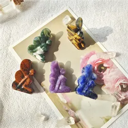 Butterfly Fairy Statue Natural Stone Crystal Carved Reiki Healing Mini Figurine Gemstone Crafts Home Gem Decoration Gifts