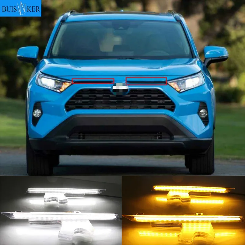 

LED Daytime Running Lights for Toyota RAV 4 2019 2020 RAV4 DRL Yellow Turn signal Lamp Waterproof ABS Cover