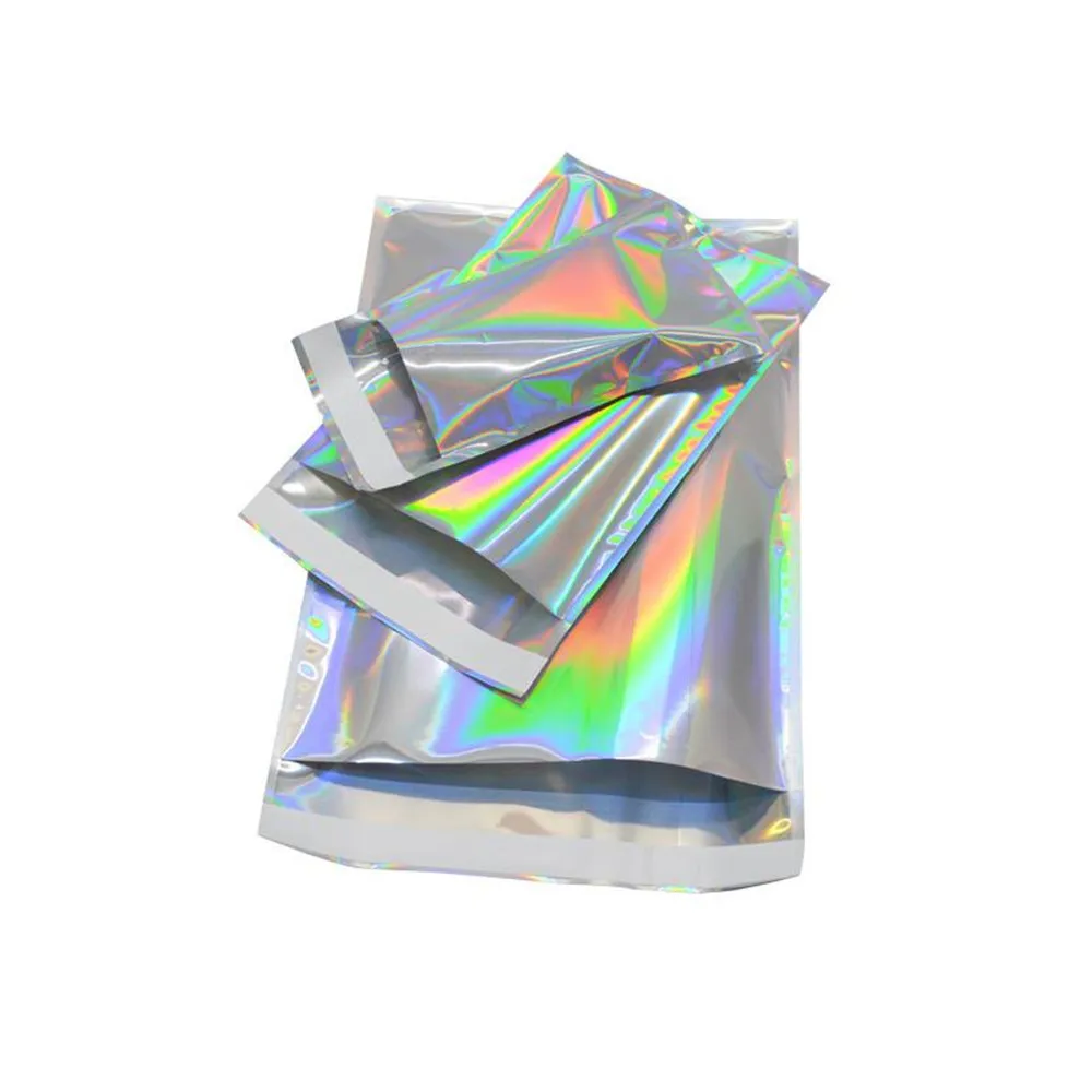 50Pcs/Lot Glittery Silver Aluminum Foil Self Adhesive Bag Disposable Gift Craft Grocery Sundries Storage Packaging Pouches