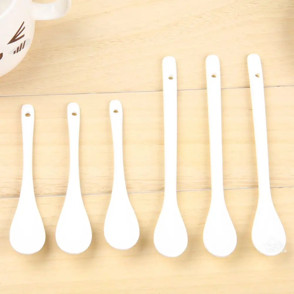 Ceramic Long Handle Spoons Flatware Dessert Spoon Ice Cream Spoon Tableware Tea Kitchen Tools Honey Supplies