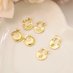 New Design Huggies Ethiopian Dubai Africa 24K Gold Color Hoop Twisted Earings For Baby Girls Kids Safety Princess Gifts