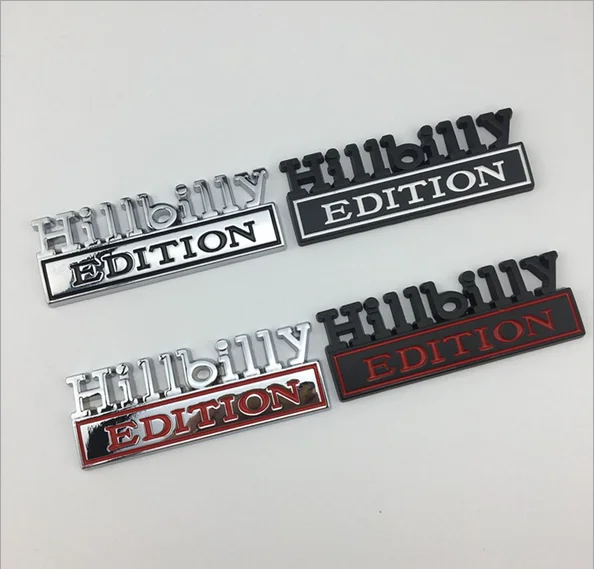 

3D Silver Metal HILLBILLY EDITION Emblem Auto Trunk Fender Badge Decals Stickers Car Accessories