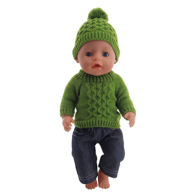 Logan Doll – ensemble pull tricoté à la mode, vêtements + chapeau, pour bébé de 18 pouces et 43Cm, cadeau d'anniversaire